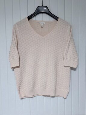 Ella Moss Light Pink V-Neck Short Sleeve Knit Sweater